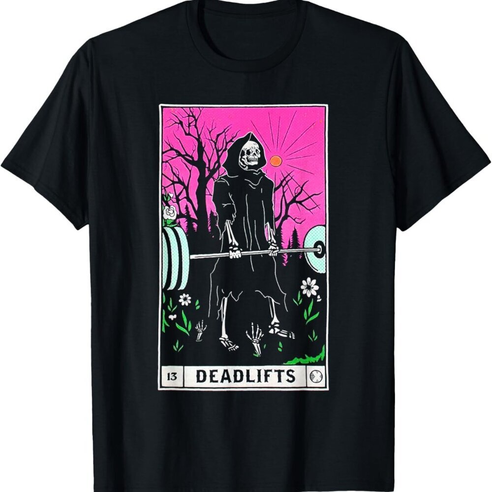 Funny Tarot Card Deadlifts Gym Workout Occult Reader Black T-Shirt - Classic Fit